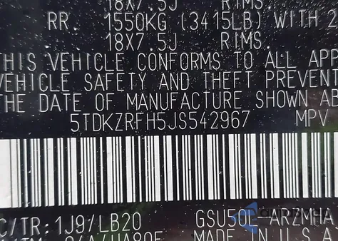 2018 Toyota Highlander Xle from USA, damaged, VIN 5TDKZRFH5JS542967